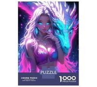1000 Piece Teenager Puzzles Anime Girl with Dragon Jigsaw Brain Teaser Game But Fun And Humorous Unique Gifts for Birthday And Christmas 38x26cm/1000pcs