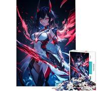 1000 Piece Teenager Puzzles Anime Girl with Red Sword Jigsaw Puzzle 1000 DIY Toys Precision Cutting Deal As Gifts for The Whole Family (50x75cm)
