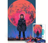 1000 Piece Teenager Puzzles Astronaut Girl in A Red Sky Smooth Joint Fun Mind Training Fun Casual Game Time Xmas Art Display (38x52cm)