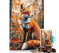 1000 Piece Teenager Puzzles Autumn Fox in Woods- Smooth Joint Fun Mind Training Fun Casual Game Time Xmas Art Display (50x75cm)