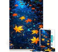 1000 Piece Teenager Puzzles Autumn Leaves Floating on Water Smooth Joint Fun Mind Training Fun Casual Game Time Xmas Art Display (38x26cm)