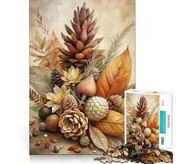 1000 Piece Teenager Puzzles Autumnal Still Life with Pine Cones Smooth Joint Fun Mind Training Fun Casual Game Time Xmas Art Display (38x26cm)