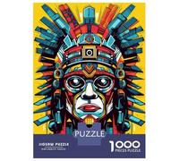 1000 Piece Teenager Puzzles Aztec Warrior Art Print-2 Adult Puzzles Anti-Stress Toys Pattern Assembly Unique Gifts for Birthday And Christmas 70x50cm/1000pcs
