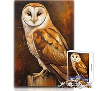 1000 Piece Teenager Puzzles Barn Owl Portrait on Wooden Post Perfect Calm Relaxing Hobby Consistent Clean Cut Play Toy Size 38x26cm