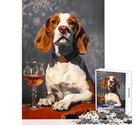 1000 Piece Teenager Puzzles Beagle with Wine Glass Puzzles for Teenagers Difficult Challenge for Birthday, Chrismas for Is Ideal As A Gifts (38x52cm)