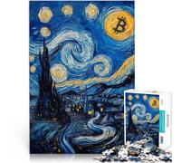 1000 Piece teenager Puzzles Bitcoin Starry Night Painting Spiele Spielzeug Geschenk Einzigartige Wohndekoration und Geschenke38x26cm