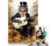 1000 Piece teenager Puzzles Black Cat Musician Help the brain exercise addictive toys to cultivate patience A Work of Art 26x38cm