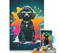 1000 Piece Teenager Puzzles Black Poodle Cute, Educational Games, Train Your Brain And Hands, Artists Collection, Fine Art 50x75cm