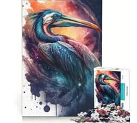 1000 Piece Teenager Puzzles Blue Cran Bird Watercolor, Educational Games, Train Your Brain And Hands, Artists Collection, Fine Art 38x26cm