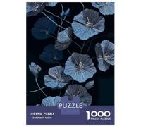 1000 Piece Teenager Puzzles Blue Floral Pattern on Dark Background Jigsaw for Adults Anti-Stress Toys Difficult Challenge Birthday And Unique Gifts 38x26cm/1000pcs