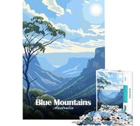 1000 Piece Teenager Puzzles Blue Mountains Australia Landscape Illustration Family Game Brain Intelligence Challenge Addictive Toys Secret Santa Gifts Enhance Memory (Size 50x75cm)