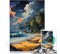 1000 Piece teenager Puzzles Boat on the shore Family Game Stress Reliever Difficult Challenge Suitable for couples 26x38cm