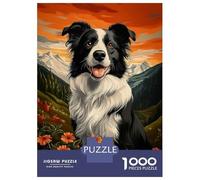 1000 Piece Teenager Puzzles Border Collie in Mountain Landscape Jigsaw Brain Teaser Game But Fun And Humorous Unique Gifts for Birthday And Christmas 38x26cm/1000pcs