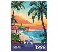 1000 Piece Teenager Puzzles Cancun Beach Sunset Jigsaw Toy Wall Decor For Family Fun Unique Gifts for Birthday And Christmas 38x26cm/1000pcs