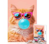 1000 Piece Teenager Puzzles Cat Bubble Gum Adult Jigsaw Puzzles Precision Cutting Train Your Brain And Hands Birthday Present, Gifts, (38x52cm)