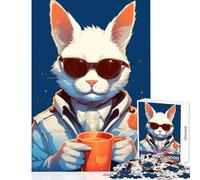 1000 Piece Teenager Puzzles Cat Is Drinking Coffee Adult Jigsaw Puzzles Precision Cutting Train Your Brain And Hands Birthday Present, Gifts, (38x52cm)