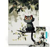 1000 Piece Teenager Puzzles Cat on A Branch Illustration Smooth Cut Play Brain Exercise Toy Restful Play Time Birthday Activity (38x26cm)