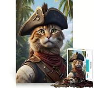 1000 Piece Teenager Puzzles Cat Pirates Funny Smooth Cut Play Brain Exercise Toy Restful Play Time Birthday Activity (50x75cm)