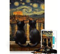 1000 Piece Teenager Puzzles Cats At The Acropolis Tight Fit Play Smart Brain Activity Chill Play Time Birthday Activity (50x75cm)