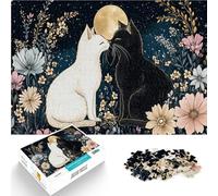 1000 Piece teenager Puzzles Cats in Love Under the Moon Lernspiele DIY Spielzeug Einzigartige Wohndekoration und Geschenke52x38cm