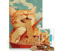 1000 Piece Teenager Puzzles Cat's Noodle Feast Tight Fit Play Smart Brain Activity Chill Play Time Birthday Activity (50x75cm)