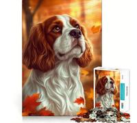 1000 Piece Teenager Puzzles Cavalier King Charles Spaniel Autumn Portrait Tight Fit Play Smart Brain Activity Chill Play Time Birthday Activity (38x26cm)
