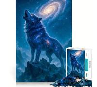 1000 Piece Teenager Puzzles Celestial Wolf Howling at Galaxy Tight Fit Play Smart Brain Activity Chill Play Time Birthday Activity (38x52cm)