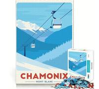 1000 Piece Teenager Puzzles Chamonix Mont Blanc Ski Resort Poster Tight Fit Play Smart Brain Activity Chill Play Time Birthday Activity (38x26cm)