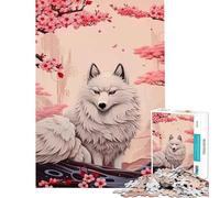 1000 Piece Teenager Puzzles Cherry Blossom Wolf Animal Family Game Brain Intelligence Challenge Addictive Toys Secret Santa Gifts Enhance Memory (Size 50x75cm)