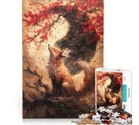 1000 Piece Teenager Puzzles Cherry Fox Yin And Yang, Educational Games, Train Your Brain And Hands, Artists Collection, Fine Art 38x52cm