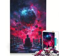 1000 Piece Teenager Puzzles Chessboard Under Cosmic Sky, Educational Games, Train Your Brain And Hands, Artists Collection, Fine Art 38x26cm