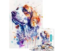 1000 Piece Teenager Puzzles Clumber Spaniel Watercolor Difficult And Challenge For Family Fun Fun Games for 14+ Puzzle Game Offered (50x75cm)