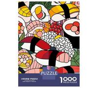 1000 Piece Teenager Puzzles Colorful Sushi And Rolls Pattern Jigsaw Brain Teaser Game But Fun And Humorous Unique Gifts for Birthday And Christmas 52x38cm/1000pcs