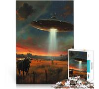 1000 Piece teenager Puzzles Cow and Alien Spaceship Quiz game 38x52cm is ideal as a gift for the whole family Suitable for and 14