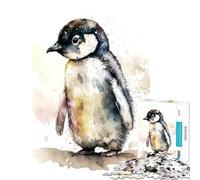 1000 Piece Teenager Puzzles Cute Watercolour Penguin Brain Teaser Game for Educational Game Challenge Toy Gifts Ideas Learning Educational (Size 38x26cm)