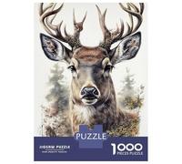 1000 Piece Teenager Puzzles Deer Face Nature Animal Adult Jigsaw Puzzle Fun Games Wall Decoration Unique Gifts for Birthday And Christmas 52x38cm/1000pcs