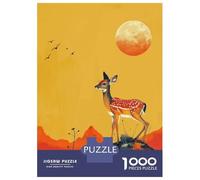 1000 Piece Teenager Puzzles Deer Under A Large Moon Jigsaws for Adults Relaxing Games Presents for Women Parent-child Interaction 38x26cm/1000pcs