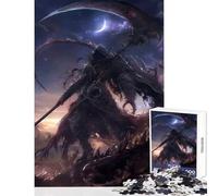 1000 Piece Teenager Puzzles Demonic Demon Grim Reaper Toy Wall Decor Art Work Gift Relaxing Games with Fully Interlocking Randomly Shaped Pieces Size 38x26cm