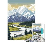 1000 Piece Teenager Puzzles Denali National Park Poster Fun at Home Activities, Pattern Assembly Relax Games for And from 14 Years And over (38X52cm)