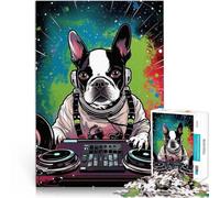 1000 Piece teenager Puzzles DJ Boston Terriers~ Lernspiel-Herausforderungsspielzeug Verbessern Sie das Gedächtnis38x26cm