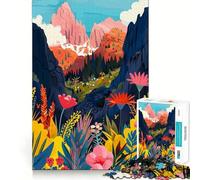 1000 Piece Teenager Puzzles Dolomites Mountain Valley Flowers Italy Smooth Cut Play Brain Exercise Toy Restful Play Time Birthday Activity (38x52cm)