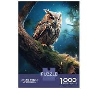 1000 Piece Teenager Puzzles Fantasy Owl at Night Jigsaw Brain Teaser Game But Fun And Humorous Unique Gifts for Birthday And Christmas 52x38cm/1000pcs