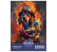 1000 Piece Teenager Puzzles Firefighter Dachshund Jigsaw for Adults Anti-Stress Toys Difficult Challenge Birthday And Unique Gifts 70x50cm/1000pcs