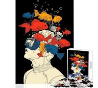 1000 Piece Teenager Puzzles Fishy Thoughts Educational Toy Great Gift for Games Brain Teaser Game with Fully Interlocking Randomly Shaped Pieces Size 38x26cm