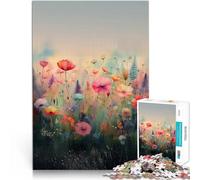1000 Piece teenager Puzzles Floral Painting Pastel Wildflower Meadow 鈥Minimalist Floral Art with Soft Dreamy Colors oil painting Ein Kunstwerk38x52cm