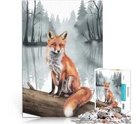 1000 Piece teenager Puzzles Fox in Misty Forest lustige Spiele für die ganze Familie Tolle Geschenke und Spielzeuge75x50cm