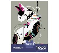 1000 Piece Teenager Puzzles Geometric Cat Bauhaus 2 Jigsaw Brain Teaser Game But Fun And Humorous Unique Gifts for Birthday And Christmas 70x50cm/1000pcs
