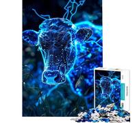 1000 Piece Teenager Puzzles Glowing Cow In Nature Fun at Home Activities, Pattern Assembly Relax Games for And from 14 Years And over (38X26CM)
