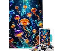 1000 Piece Teenager Puzzles Glowing Jellyfish Swarm for Educational Game for Educational Game Challenge Toy Great Gifts Improve Memory (size 38x52cm)