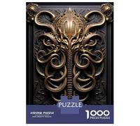 1000 Piece Teenager Puzzles Golden Cthulhu Kraken Art Jigsaw Brain Teaser Game But Fun And Humorous Unique Gifts for Birthday And Christmas 52x38cm/1000pcs